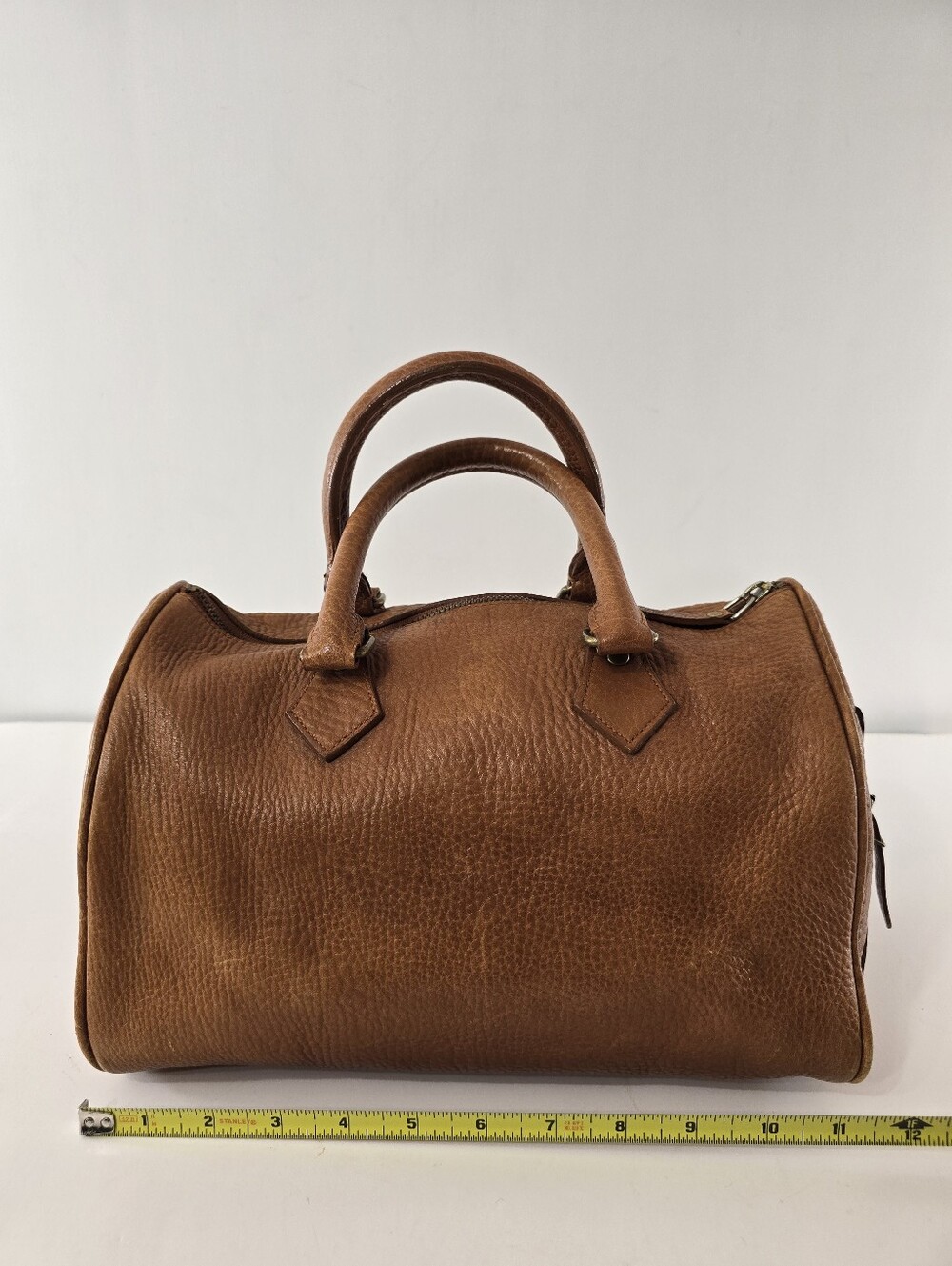 Ralph Lauren Vintage Speedy Dr Bag Pebble Saddle Tan Leather Satchel VTG 90s - Picture 4 of 16